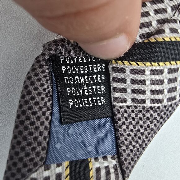 Rene Chagal Multicolor Fine Geometric Men's Tie, Vintage 57 x 4 In Necktie - Picture 6 of 6